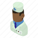 african, american, doctor, isometric, man, medical, object