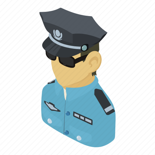 Asian, cop, isometric, man, object, person, policeman icon - Download on Iconfinder