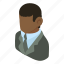 african, american, banker, businessman, isometric, man, object 
