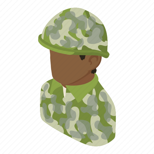 African, american, army, isometric, man, military, object icon - Download on Iconfinder