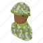 african, american, army, isometric, man, military, object 