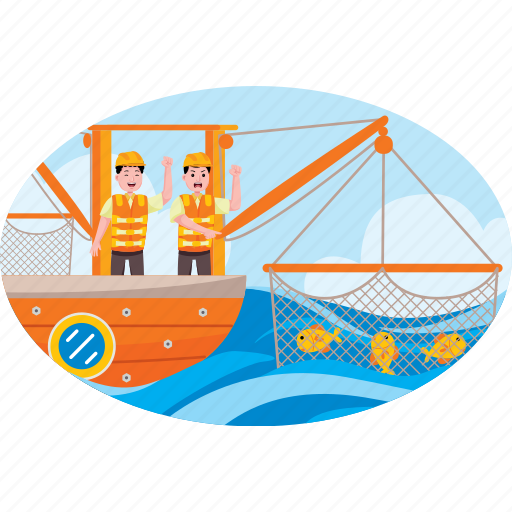 Fisherman, profession, worker, job, occupation, people, professional illustration - Download on Iconfinder