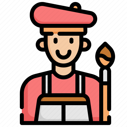 Artist, painter, professions, jobs, bohemian, male icon - Download on Iconfinder