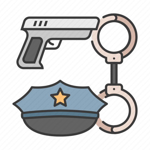 Cap, career, gun, police, profession, shackle icon - Download on Iconfinder