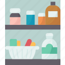 medicine, arrange, drug, shelf, pharmacy