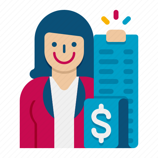 Accountant, money, finance, economy, banking, business, female icon - Download on Iconfinder
