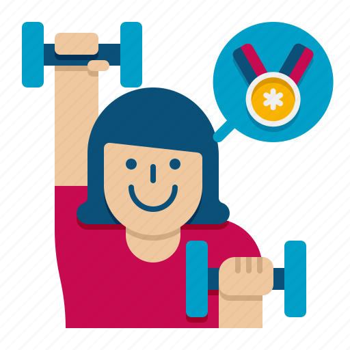 Athlete, sport, sportswoman, dumbell, gym, female, woman icon - Download on Iconfinder