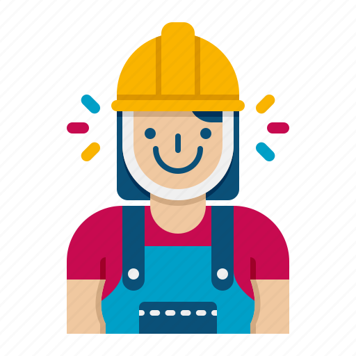 Construction, worker, female, blue collar, woman, work icon - Download on Iconfinder