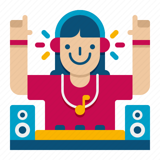Dj, music, party, multimedia, celebration, female, woman icon - Download on Iconfinder