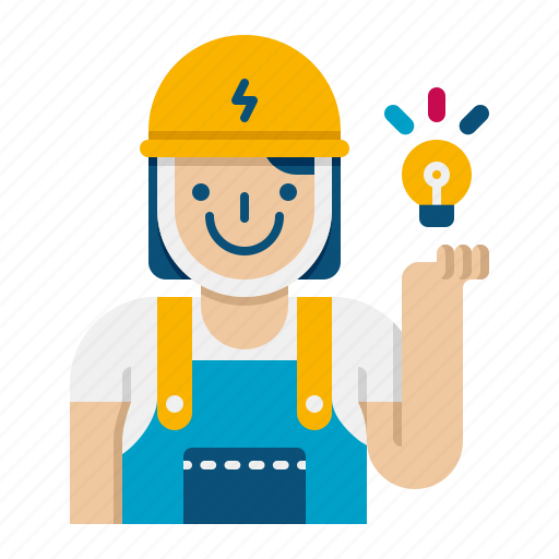 Electrician, technician, electricity, electric, mechanic, female, woman icon - Download on Iconfinder