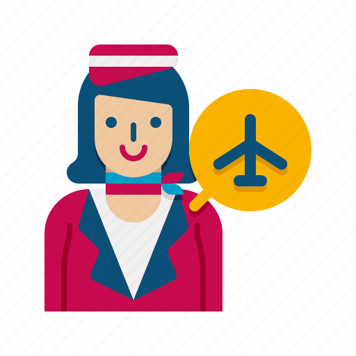Flight, attendant, airplane, travel, female, woman icon - Download on Iconfinder