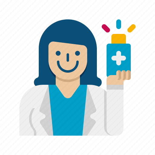 Pharmacist, pharmacy, medicine, medical, drug, treatment, female icon - Download on Iconfinder
