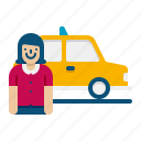 taxi, driver, transport, car, service, vehicle, female, woman