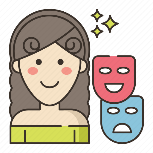 Actor, acting, actress, theater, drama, mask, female icon - Download on Iconfinder