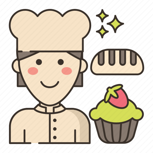 Baker, pastry, cupcake, bakery, cake, bread, female icon - Download on Iconfinder