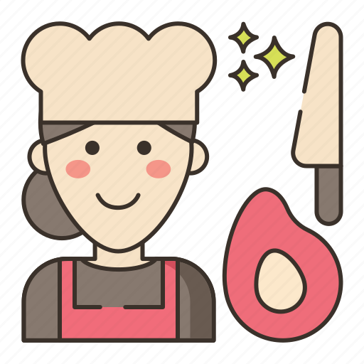 Butcher, meat, food, female, woman icon - Download on Iconfinder