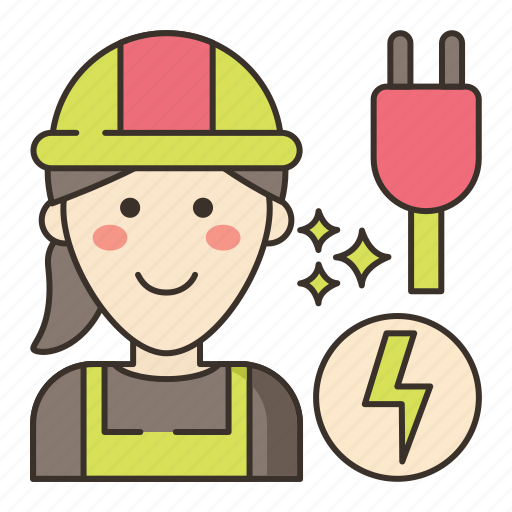 Electrician, electricity, engineering, energy, power, female, woman icon - Download on Iconfinder