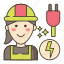electrician, electricity, engineering, energy, power, female, woman 