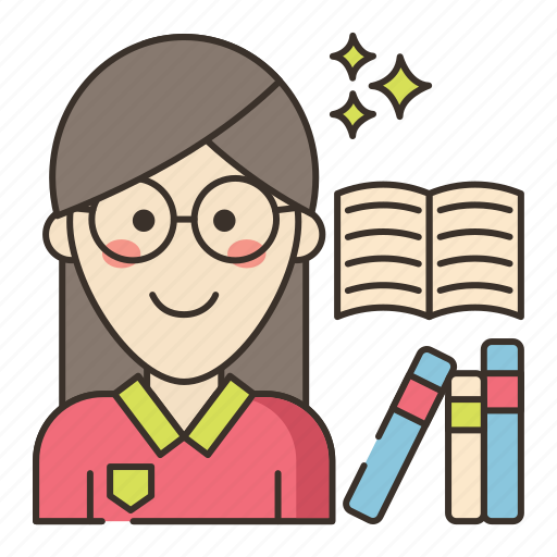 Librarian, library, book, reading, education, female, woman icon - Download on Iconfinder