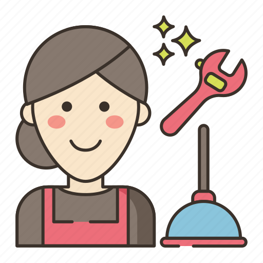 Plumber, plumbing, repair, woman, female icon - Download on Iconfinder