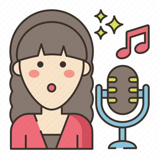 Singer, singing, artist, woman, microphone, music, female icon - Download on Iconfinder