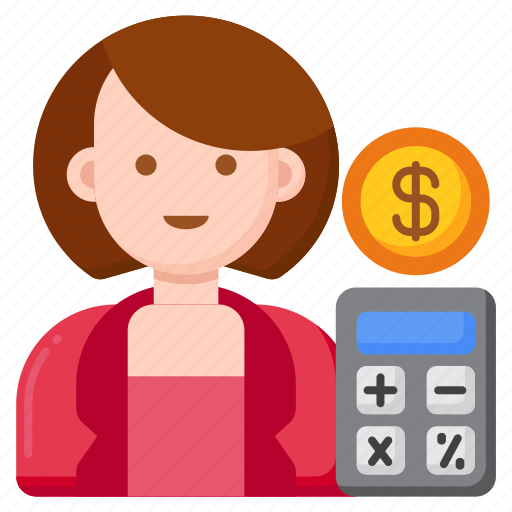 Accountant, finance, money, calculator, female, woman icon - Download on Iconfinder