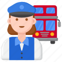 bus, driver, driving, transport, delivery, female, woman