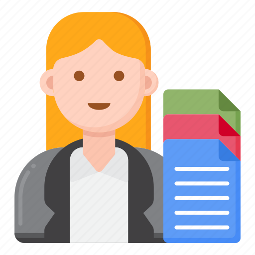 Clerk, administrative, administration, documents, secretary, female, woman icon - Download on Iconfinder