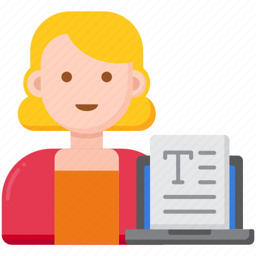 Copywriter, writing, paper, female, woman icon - Download on Iconfinder