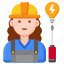 electrician, electricity, energy, engineer, female, woman, power 