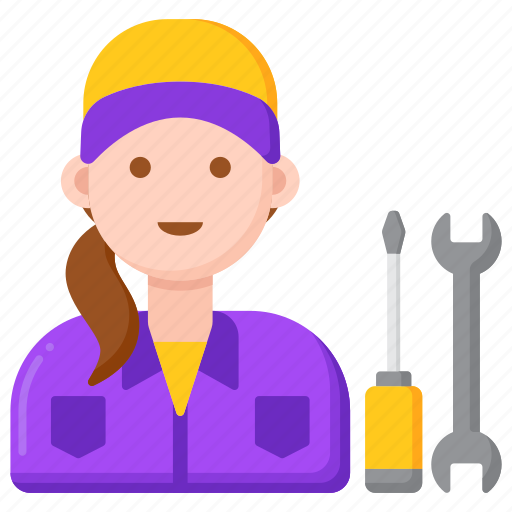 Technician, mechanic, engineer, engineering, female, woman icon - Download on Iconfinder