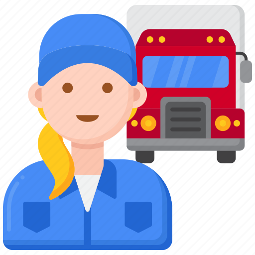 Truck, driver, transport, delivery, shipping, female, woman icon - Download on Iconfinder