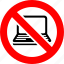 laptop, notebook, off, prohibited, prohibition, sign, use, forbidden, banned 