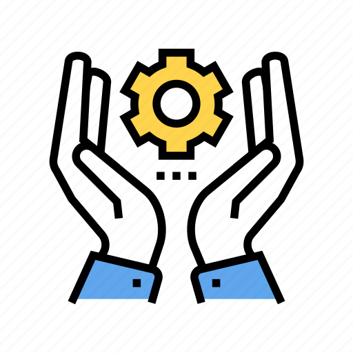Development, gear, hand, hold, project, working icon - Download on Iconfinder