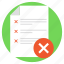 cancelled products, data denial, document and cross, rejected document, wrong list 