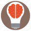 brain inside bulb, bright idea, creativity, innovation, smart solution 