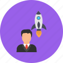 businessman, missile, rocket, startup, success