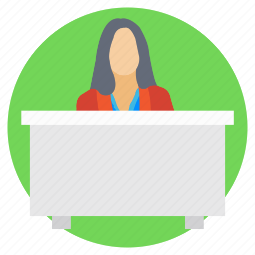 Customer support, front desk officer, receptionist, receptionist desk, secretary icon - Download on Iconfinder