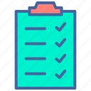 board, checklist, planning, schedule, tick