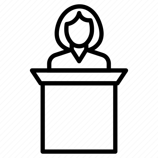 Presentation, lectern, speech, conference, feminism icon - Download on Iconfinder