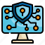 computer, pc, shield, security, lock, key, protection icon 