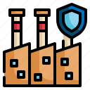 factory, building, guard, shield, protection icon
