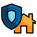 home, insurance, shield, building, protection icon