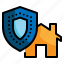 home, insurance, shield, building, protection icon 