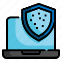 laptop, computer, shield, security, protection icon