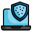 laptop, computer, shield, security, protection icon 