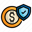 money, security, shield, finance, cash, protection icon