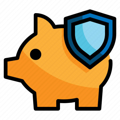 Pig, bank, saving, money, shield, currency, payment icon - Download on Iconfinder