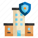 building, insurance, security, shield, protection icon