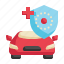 car, shield, insurance, vehicle, transport, protection icon